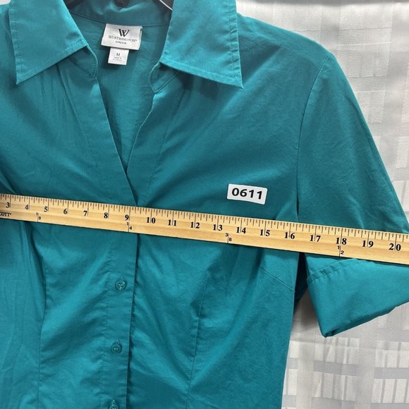 Worthington Shirt Womens Color Green Size MButton Up ShortSleeve Collared Casual - Picture 15 of 16